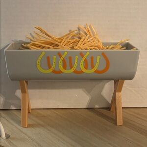 American Girl Doll Gray Horse Trough & hay part of Honeycrisp Hill Stable set